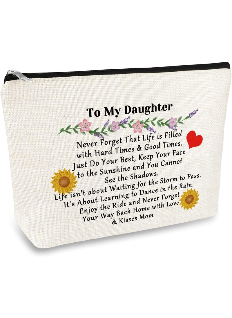 Mikela Daughter Gifts from Mom Dad To My Daughter Makeup Bag Gifts Christmas Birthday Graduation Wedding Gifts for Daughter Cosmetic Bag Adult Daughter Inspirational Gifts Bridal Shower Gifts Travel Pouch 