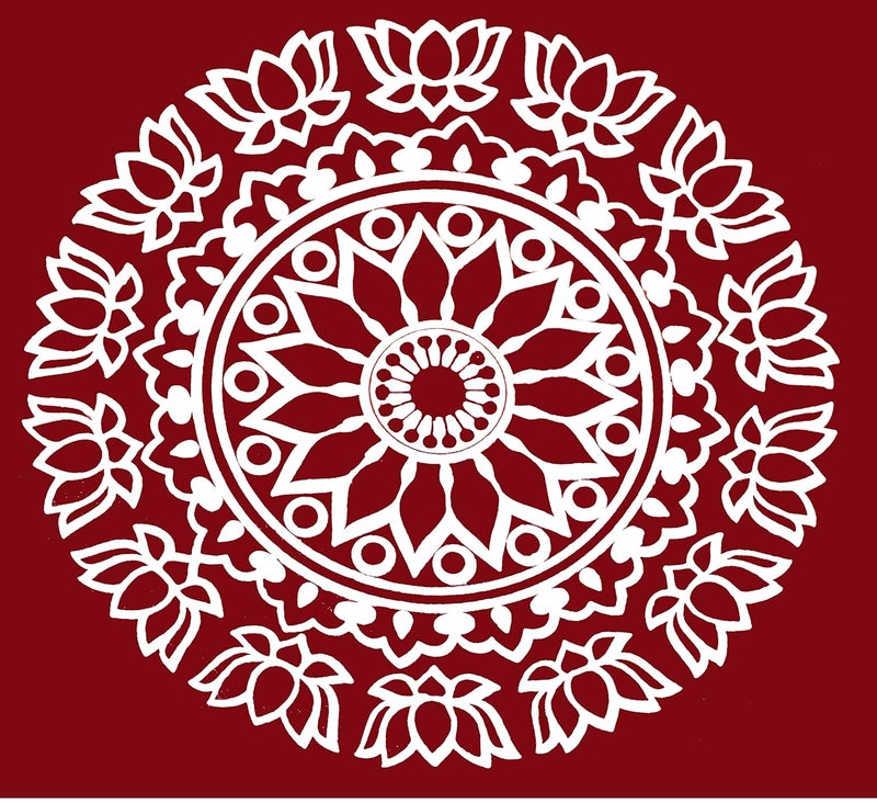 ABS HERBALS RangoliKolam Sticker Traditional Handmade Kolam ArtDesign Sticker for Pooja Room Home Entrance Tile Floor MeroonModal MS4MM2 Pack of Small Medium 6Pcs
