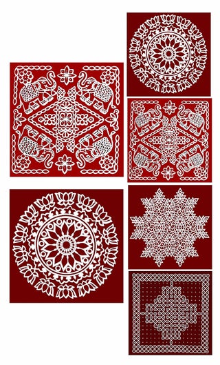 ABS HERBALS RangoliKolam Sticker Traditional Handmade Kolam ArtDesign Sticker for Pooja Room Home Entrance Tile Floor MeroonModal MS4MM2 Pack of Small Medium 6Pcs - pzsku/ZD898A27788D1561E6240Z/45/1746618029/4d362889-8664-4679-9552-558c5844e32a