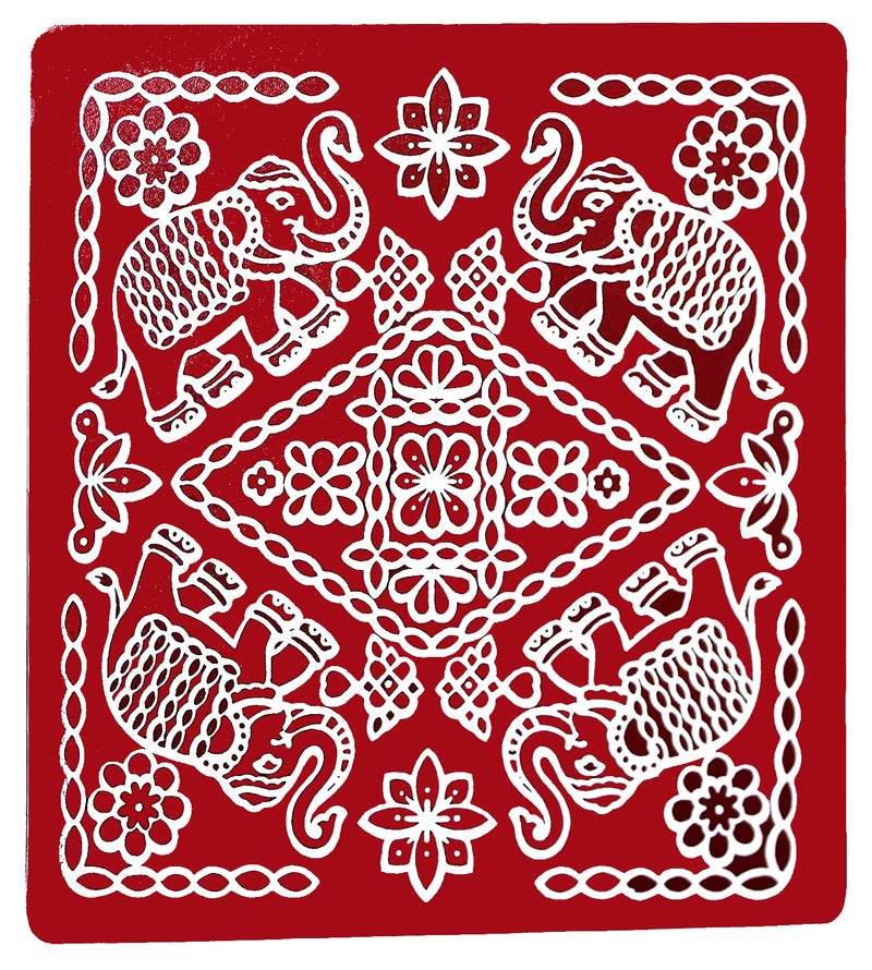ABS HERBALS RangoliKolam Sticker Traditional Handmade Kolam ArtDesign Sticker for Pooja Room Home Entrance Tile Floor MeroonModal MS4MM2 Pack of Small Medium 6Pcs