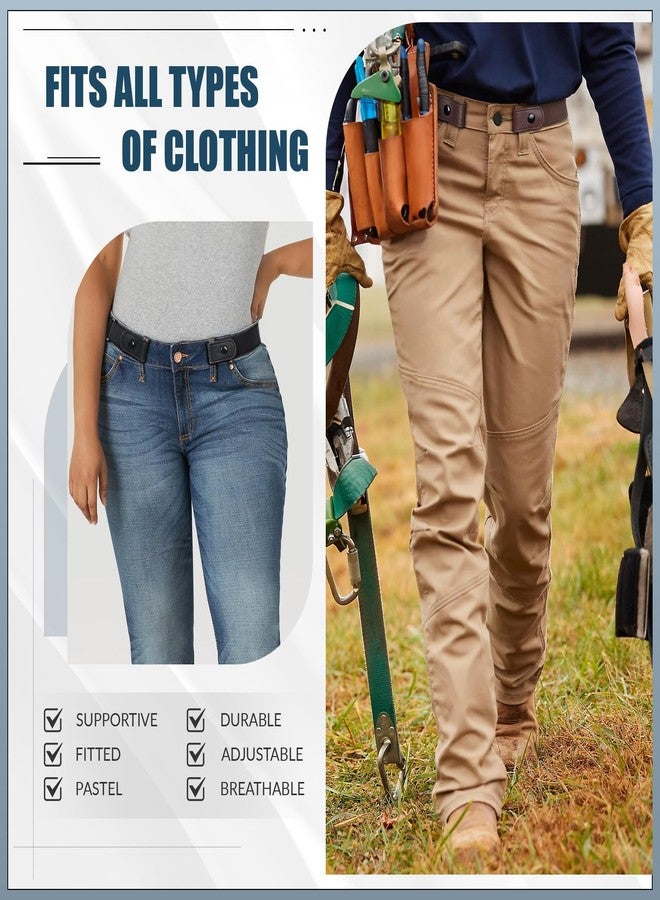 وير فور يو مجموعة WERFORU من 3 أحزمة مطاطية غير مرئية بدون مشبك، مناسبة للنساء والرجال، ألوان: أسود + بني + قهوة - خالية من النيكل/المعدن، مناسبة لمقاس الخصر من 35 إلى 53 بوصة. - Image 4