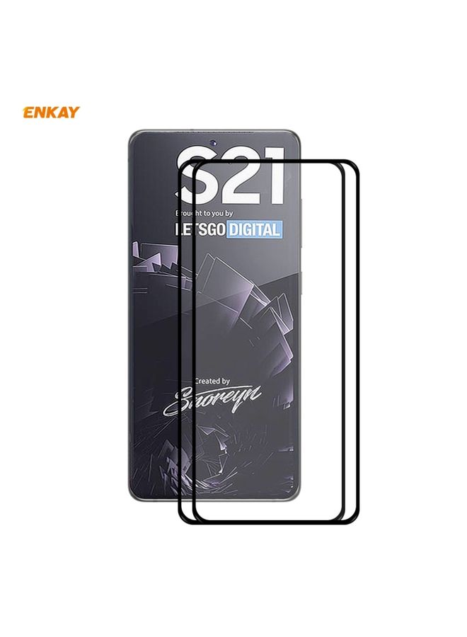 Screen Protector For Samsung Galaxy S21 5G 2pcs ENKAY Hat-Prince Full Glue 0.26mm 9H 2.5D Tempered Glass Full Coverage Film Support Fingerprint Unlock