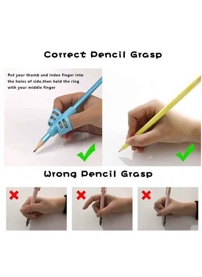 Geustos 3-Pack Ergonomic Pencil Grips for Kids 2-4 Years，Writing Aid Tool for Toddlers and Preschoolers ， Improve Handwriting Skills (Colorful，Safe)，Preschool Learning  - Image 2
