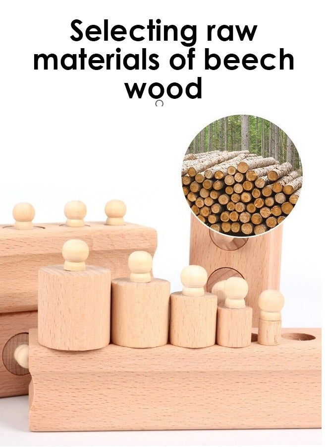 Montessori Wooden Cylinder Socket Family Pack Early Learning Education Toy,Montessori Toy Wooden Sorting Plug-In Game, Educational Toy Cylinder Socket,  Blocks Plug-In Puzzle Insert Cylinder, Early  - Image 4