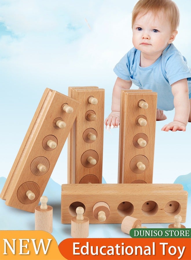 Montessori Wooden Cylinder Socket Family Pack Early Learning Education Toy,Montessori Toy Wooden Sorting Plug-In Game, Educational Toy Cylinder Socket,  Blocks Plug-In Puzzle Insert Cylinder, Early  - Image 1