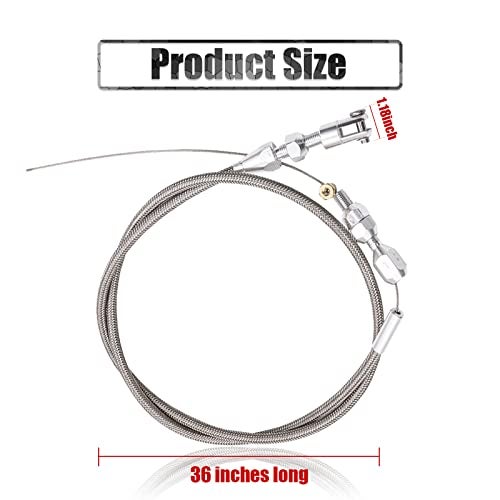 Miytsya 1 Pack 36In Braided Throttle Cable, Stainless Steel Throttle Cable Kit, Compatible with 97-07 Chevrolet/Chevy LS1 Engine 4.8L 5.3L 5.7L 6.0L Throttle Cable Repair (Silver) - Image 2