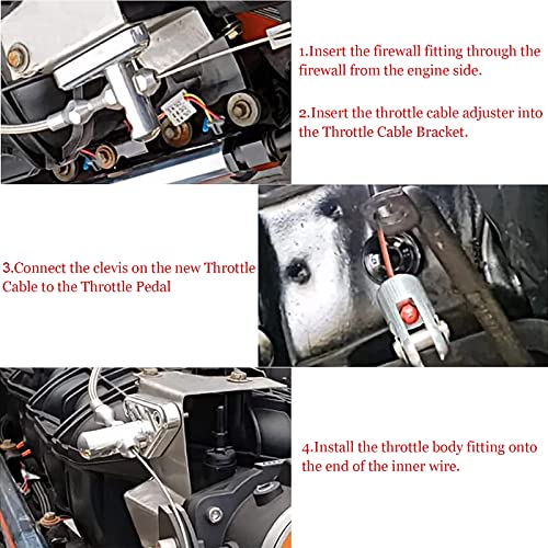 Miytsya 1 Pack 36In Braided Throttle Cable, Stainless Steel Throttle Cable Kit, Compatible with 97-07 Chevrolet/Chevy LS1 Engine 4.8L 5.3L 5.7L 6.0L Throttle Cable Repair (Silver) - Image 3