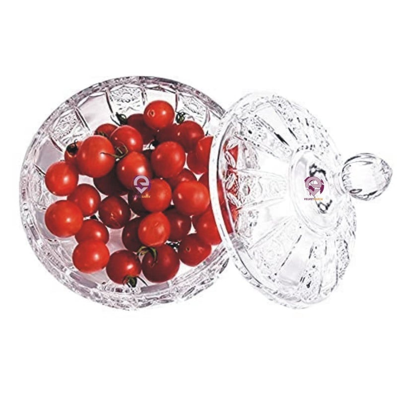 VELVETEARTH VELVETEARTH Glass Candy Dish with Lid Decorative Candy Bowl Crystal Covered Candy Jar for Home Office Desk  - Image 3
