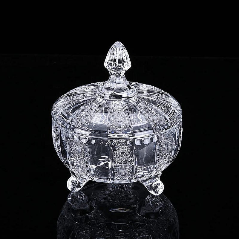 VELVETEARTH VELVETEARTH Glass Candy Dish with Lid Decorative Candy Bowl Crystal Covered Candy Jar for Home Office Desk  - Image 1