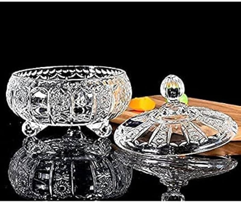 VELVETEARTH VELVETEARTH Glass Candy Dish with Lid Decorative Candy Bowl Crystal Covered Candy Jar for Home Office Desk  - Image 2