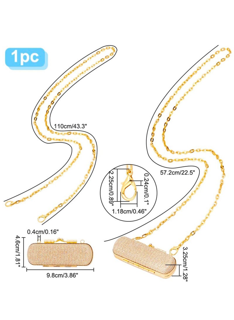 Captaintech Lipstick Case with Chain, Rhinestone Lipstick Holder, Lipstick Makeup Pouch with Chain Portable Mini Lipstick Storage Box for Women Party Travel Cosmetic Holder Mother's Day Gift (Gold) - Image 2