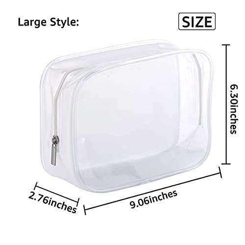 Homtable 5 Pack Clear Plastic Zippered Toiletry Carry Pouch TSA Approved Toiletry Bag Portable Cosmetic Makeup Bag for Vacation, Bathroom and Organizing (White, Large) - Image 2