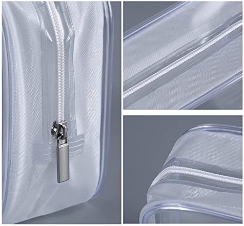 Homtable 5 Pack Clear Plastic Zippered Toiletry Carry Pouch TSA Approved Toiletry Bag Portable Cosmetic Makeup Bag for Vacation, Bathroom and Organizing (White, Large) - Image 4