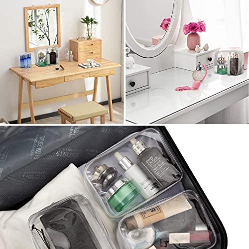 Homtable 5 Pack Clear Plastic Zippered Toiletry Carry Pouch TSA Approved Toiletry Bag Portable Cosmetic Makeup Bag for Vacation, Bathroom and Organizing (White, Large) - Image 3