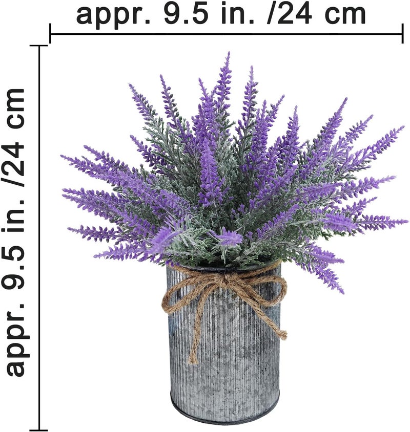 Winlyn 3 Pack Small Artificial Plants Lavender Flower Arrangements Faux Lavender Grass Rosemary Plants in Rustic Galvanized Metal Pots Rustic Home Decor 9 Tall for Farmhouse Table Kitchen Windowsill - Image 2