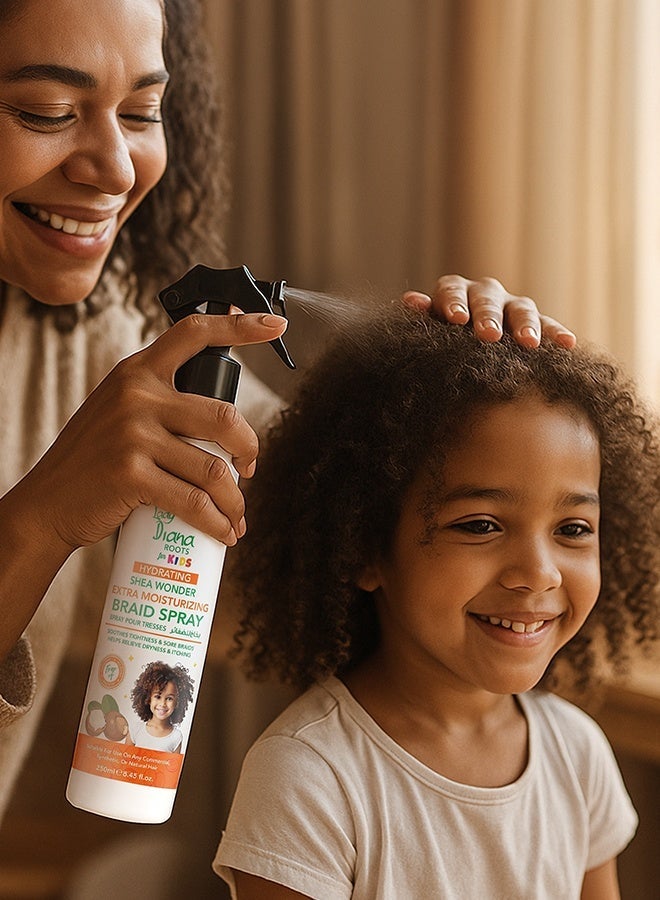Lady Diana Roots Kids Shea Wonder Extra Moisturizing Braid Spray 250ML - Gentle Hydration for Kids’ Hair & Braids - Image 4