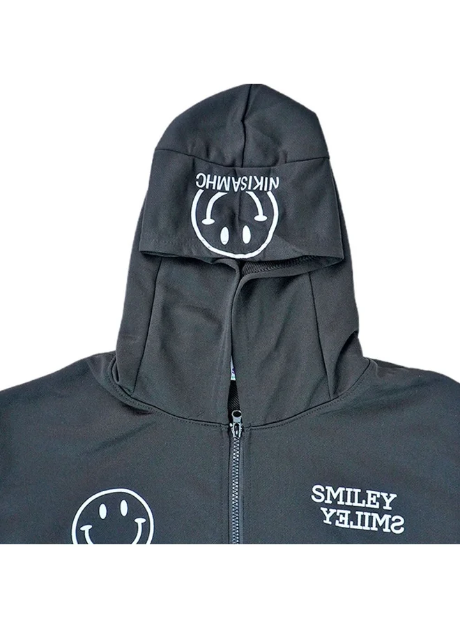 LITTLE SURPRISE BOX Casual Smiley Black & White Stripes 2Pcs Track Suit Set For Kids & Tweens