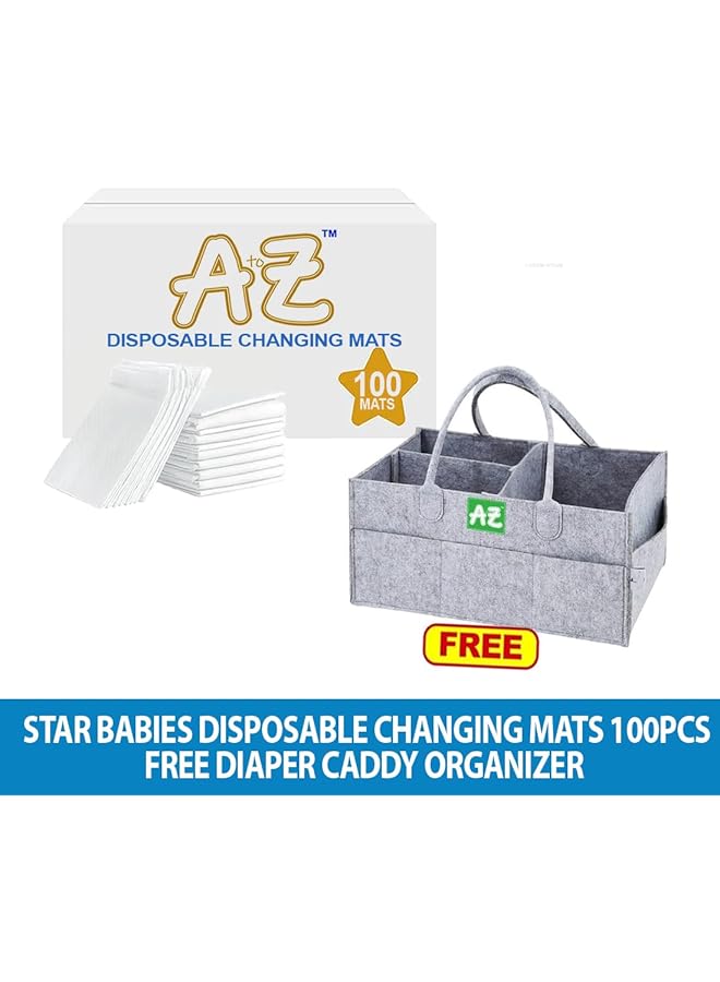 A TO Z Disposable Changing Mat Size (45Cm X 60Cm) Large Premium Quality For Baby Soft Ultra Absorbent Waterproof Pack Of 100 Caddy Diaper Bag Organizer White - Image 2
