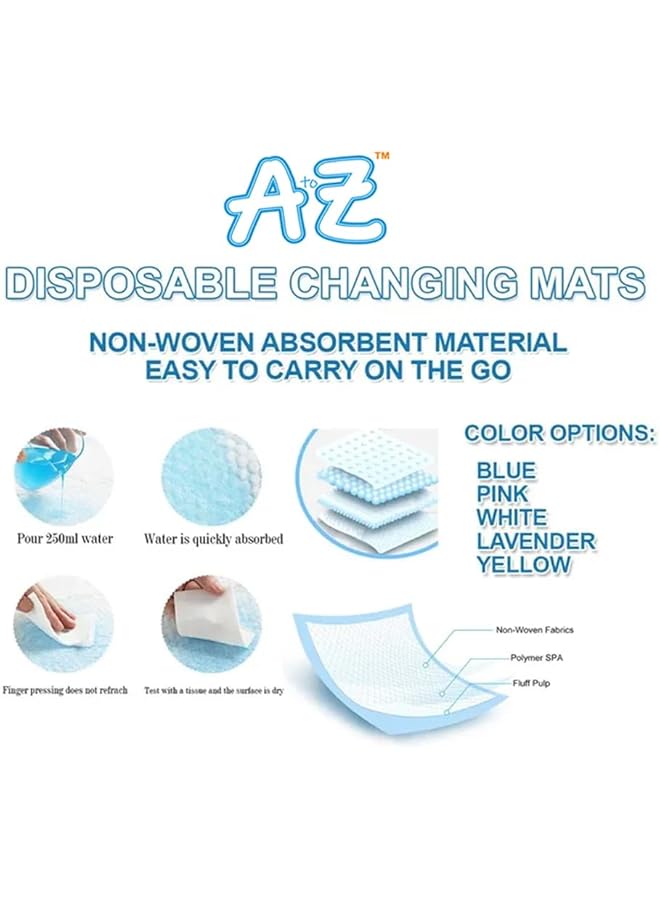 A TO Z Disposable Changing Mat Size (45Cm X 60Cm) Large Premium Quality For Baby Soft Ultra Absorbent Waterproof Pack Of 100 Caddy Diaper Bag Organizer White - Image 3