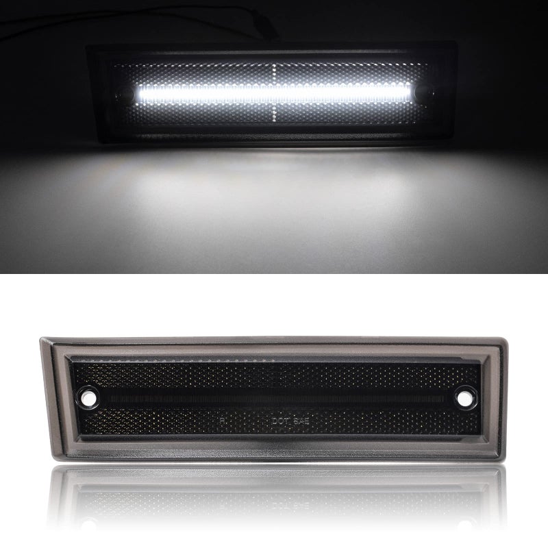 Mynoway Front LED Side Marker Lights Compatible with C/K C1500 C2500 C3500 C10 C20 C30 Pickup Suburban Blazer Jimmy 1981-1991, 2 PCS Side Fender Bumper White LED, Smoked Lens - Image 2