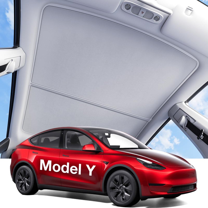 Wigoo Tesla Model Y Sunshade Roof [Never Sag, Nano Ice-Crystal Coatings] 3-Gen Heat Insulation Glass Roof Sun Shade, Accessories for Tesla Model Y 2020~2025, Tesla Interior Gray - Image 1