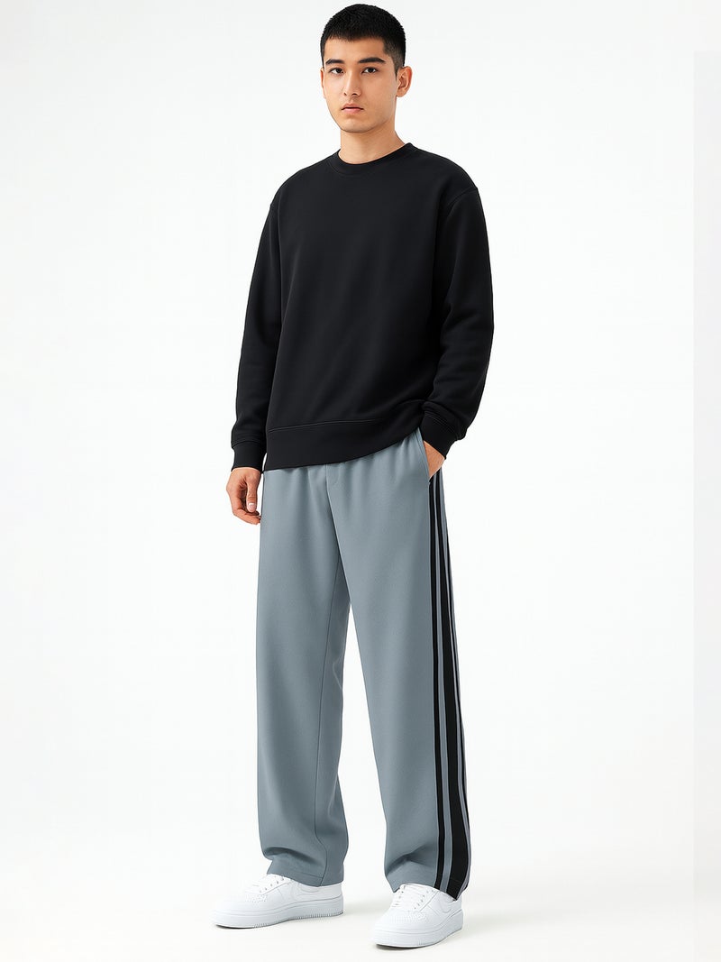 مانياك بنطلون رياضي رجالي فضفاض بلون رمادي فاتح وأسود - Image 5