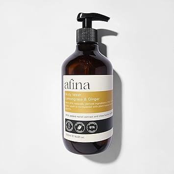 Afina Lemongrass Ginger Luxury Body Wash 500ml Shower Gel Bottle Lemon Bergamot Ginger Notes with a Deep Base of Musk Cedarwood Heliotrope Vegan Friendly Body Wash UK Produced - Image 4