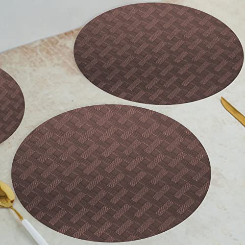 ElastPro Ethylene Vinyl Acetate Round Placemat Set Of 4 Heat-Resistant Place Mats Stain Resistant Washable, Dining Table (Diagonal Pattern, Coffee Brown) - Image 4