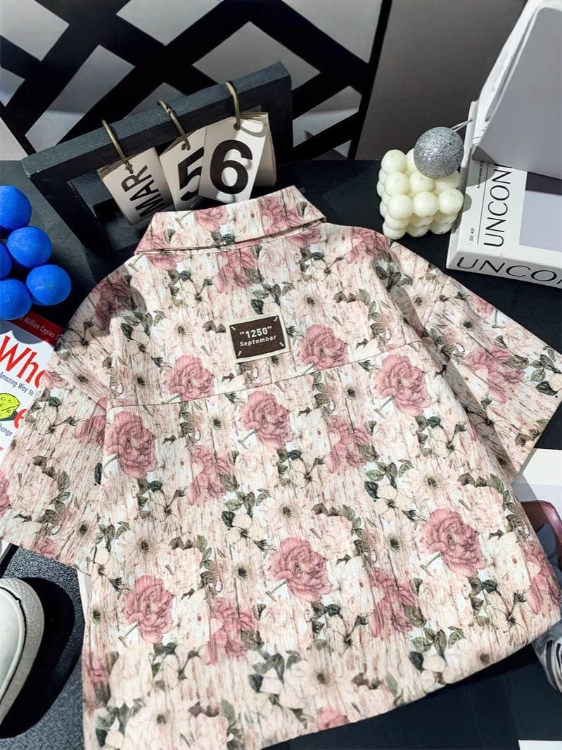 Children'S Floral Short-Sleeved Shirt Summer Children'S Handsome Thin Fashionable Shirt Children'S Summer Fashion - Image 5