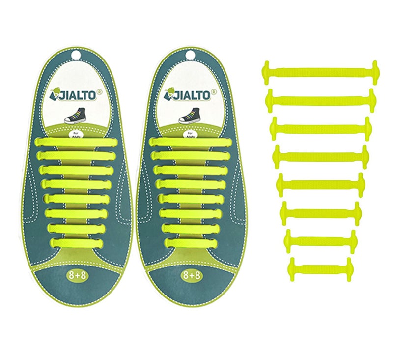 JIALTO No Tie Silicone Elastic Shoe Laces for Adults & Kids- Stretchable Tieless Shoelaces for Sneakers, Running, Walking Shoes- Waterproof, Easy Slip-On, Comfortable Fit (Adults Size, Yellow) - Image 1
