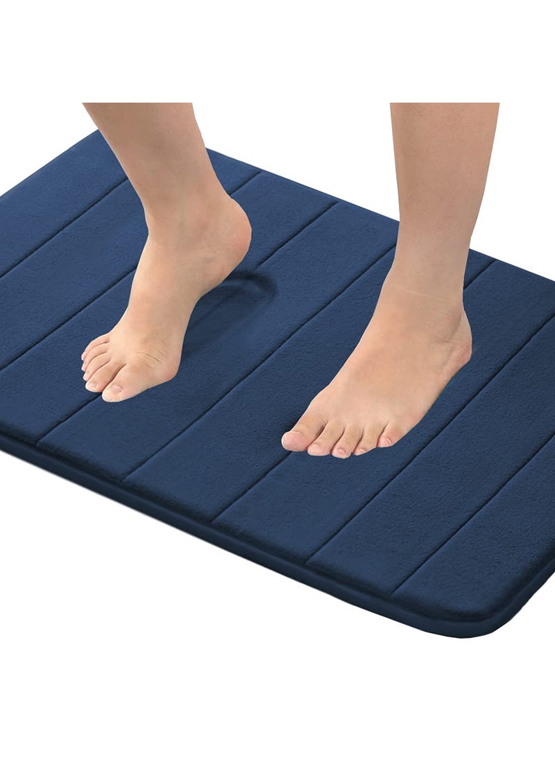 Flamingo P Flamingo P Memory Foam Bath Mat for Bathroom Fast Drying Soft Non Slip Absorbent Bathroom Shower Mats Rug 20x32 Inches Navy 