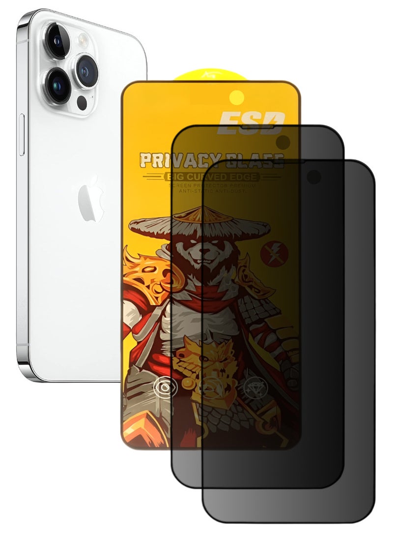 ESD 2 Pieces Tempered Dustproof Privacy Glass Screen Protector Compatible For iPhone 14 Pro - Image 1