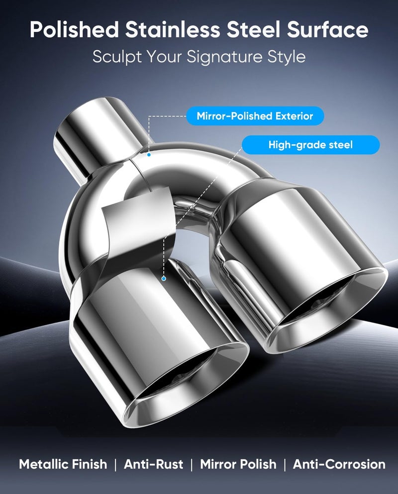 LYLCDDP 3" Dual Exhaust Tip,3inch Inlet 4inch outlet 9.5" Long Tail Pipe, Double Wall Polished Stainless Steel Exhaust Tip, Car Tailpipe - Image 5