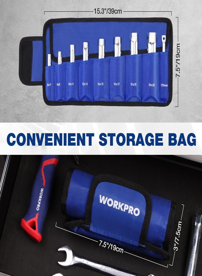 WORKPRO 9-Piece Shower Valve Socket Wrench Set with Bar Handle, for Bathroom Removal of Tub and Shower Valves, Home Plumbing Repairs, Double-Ended, Storage Bag Included - Image 5