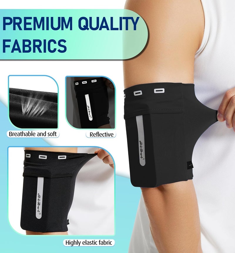 HiRui Running Armband Sleeve Universal Sports Armband Cell Phone Holder Armband for Exercise Workout, Compatible with iPhone 16/15/14/13/Plus/Pro Samsung Galaxy All Phones (XL, Black) - Image 4
