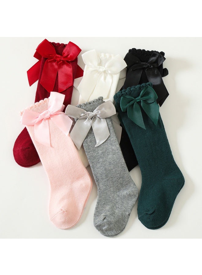 Baby Knee High Socks Newborn Infants Toddlers Cotton Uniform Stockings Warm Cotton  Girls Stockings  for 3-5 years old，Size L - Image 1