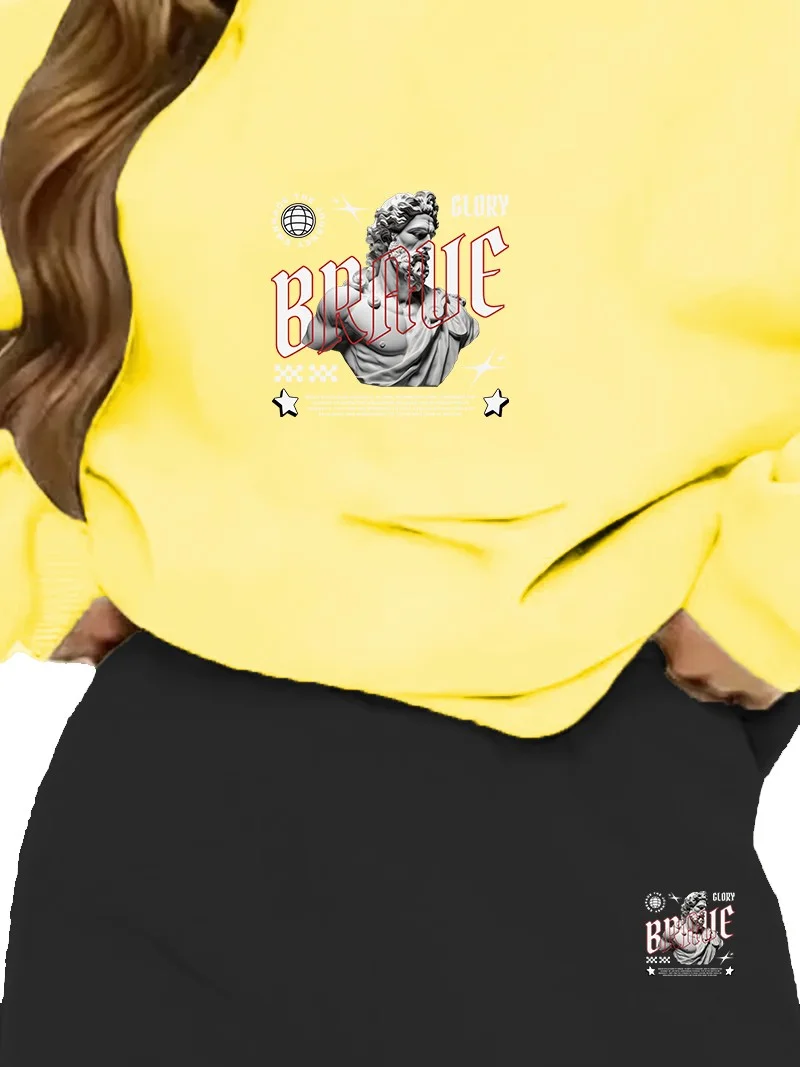 دوغ فش Tracksuit Oversize Self-control Printed Tracksuit,lover,couple Combination Yellow