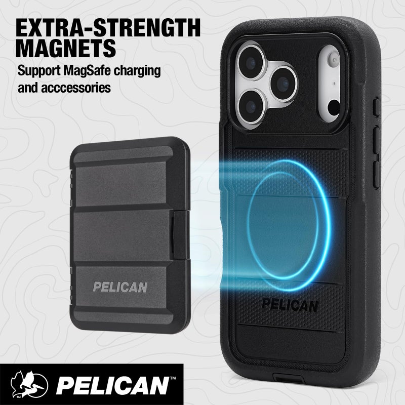 Pelican Voyager iPhone 17 Pro Case [Compatible with MagSafe] Rugged Phone Case w/ 24ft Military-Grade Drop Protection - Heavy Duty Phone Cover w/Belt Clip Holster for iPhone 17 Pro - Black - Image 4