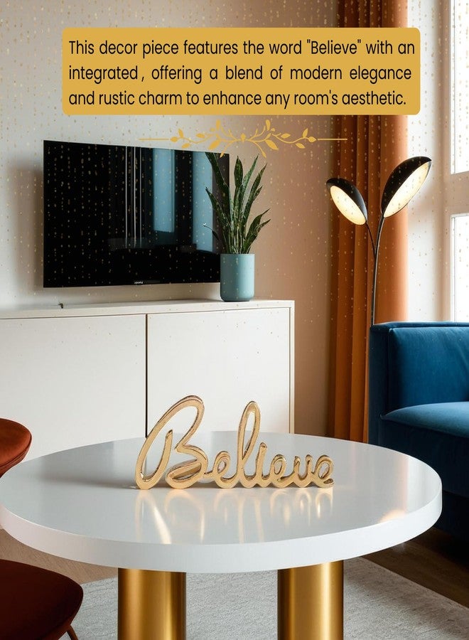 HEYEARTH Words Believe Sign Decor |Decorative Items for Home Living Room | Metal Word Sign Board Centerpiece | Cutout Believe Sign | Decoration for Room, Kitchen, Gallery, Office Believe-Gold - Image 5