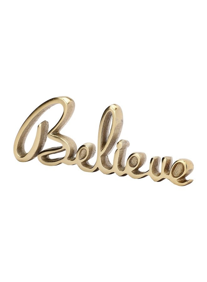 HEYEARTH Words Believe Sign Decor |Decorative Items for Home Living Room | Metal Word Sign Board Centerpiece | Cutout Believe Sign | Decoration for Room, Kitchen, Gallery, Office Believe-Gold - Image 1