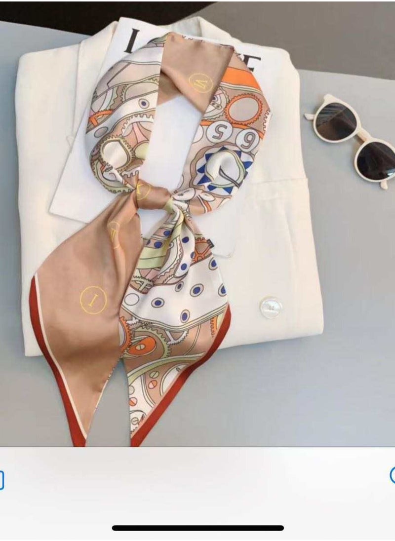OLUDENIZ Women's Elegant Silk Scarf – Long Skinny Printed Fashion Accessory 