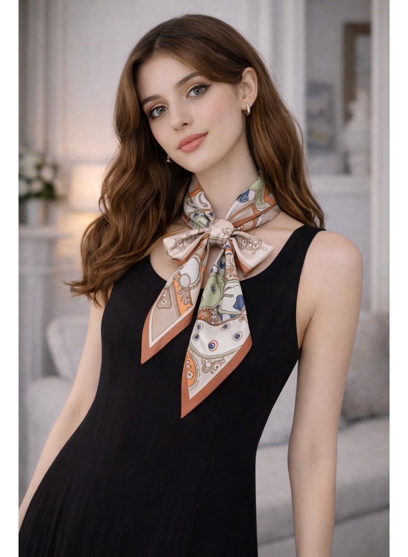 Women's Elegant Silk Scarf – Long Skinny Printed Fashion Accessory - Image 2