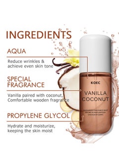 KOEC Vanilla Perfume,Vanilla Body Spray,Body Skin Spray, Coconut Spray,Concentrated Spray,Body Spray,Hair and Body Spray for Women,Non-Irritating Vanilla Skin Care Perfume,Long Lasting Travel Size Fragrance Spray,Vanilla Essential Oil  - Image 2