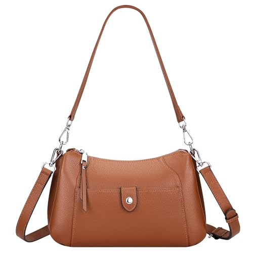 Over Earth Genuine Leather Small Hobo Crossbody Bags for Women Shoulder Purses and Handbags(O189E Brown) - Image 1