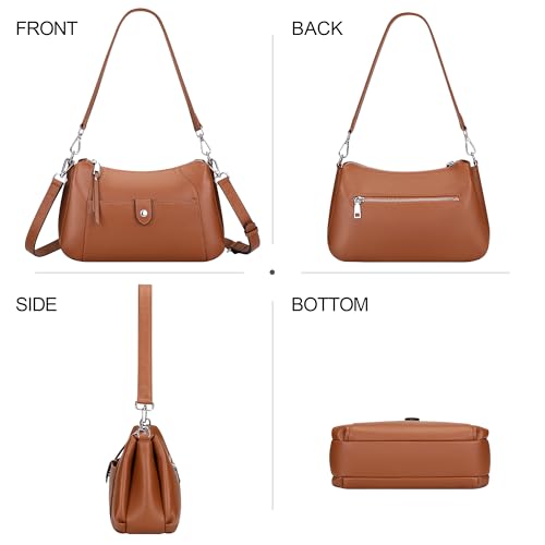 Over Earth Genuine Leather Small Hobo Crossbody Bags for Women Shoulder Purses and Handbags(O189E Brown) - Image 3