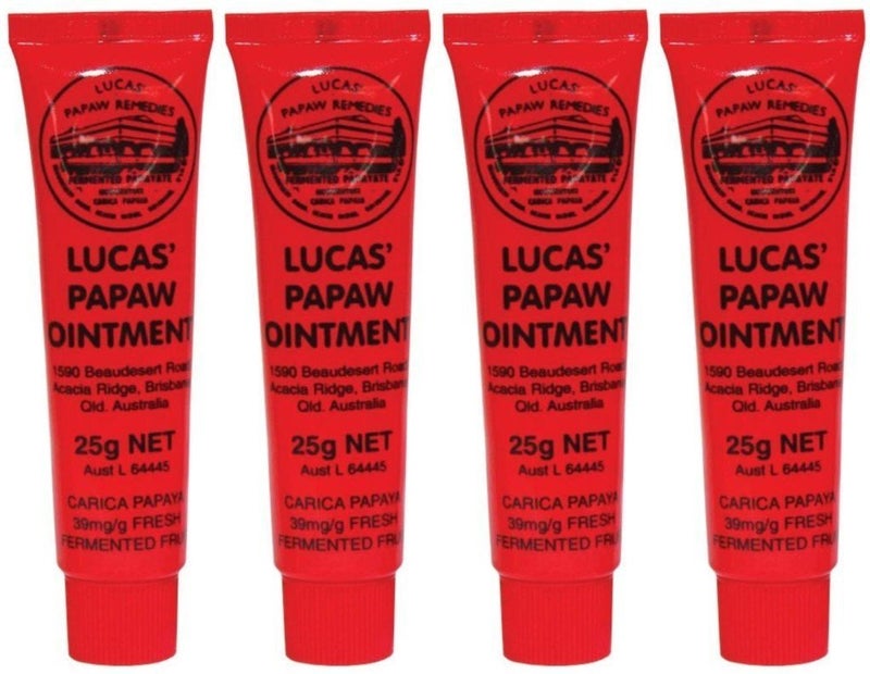 Lucas Papaw Lucasâ€™ Papaw Ointment â€“ 25g Tubes (Pack of 4) â€“ Multi-Purpose Topical Balm for Skin Relief â€“ Imported from Australia