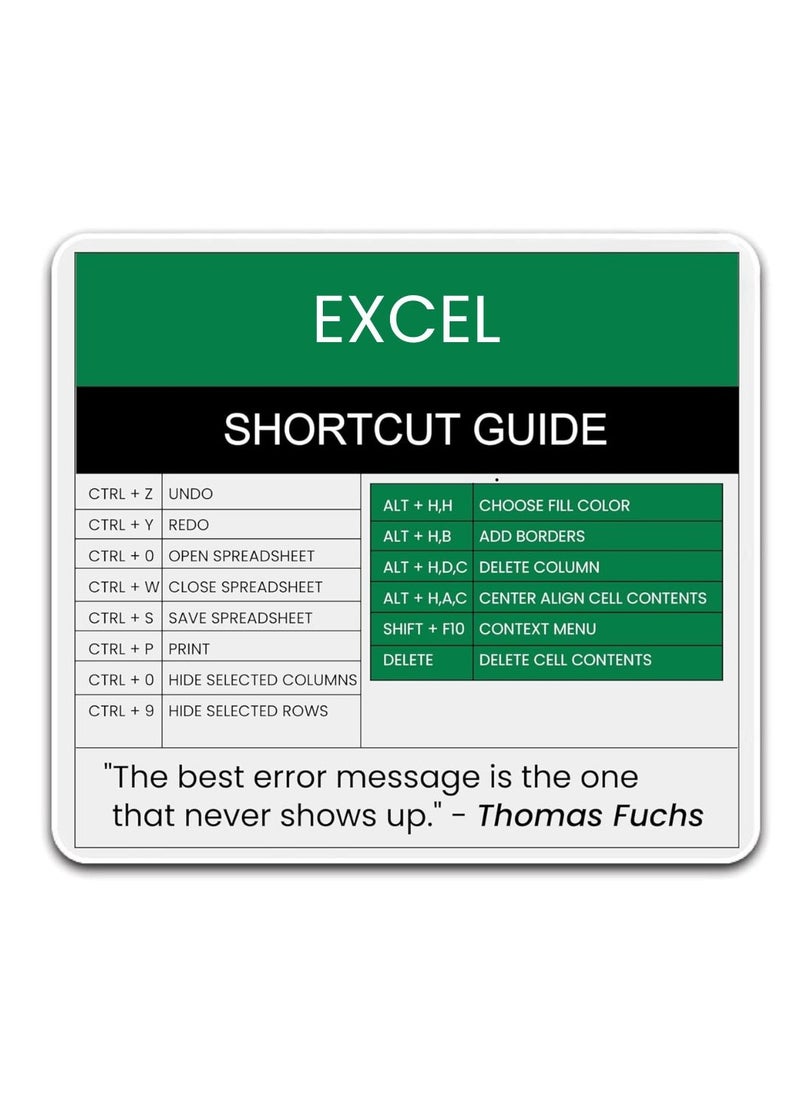 PRINTSHOP4ME - Excel Shortcut Printed Mousepad - Gift for Accountant - Employees - Dad - Coworkers - Colleagues - Friends and Family - Mousepad for Printed Excel Cheat Sheet - Image 1