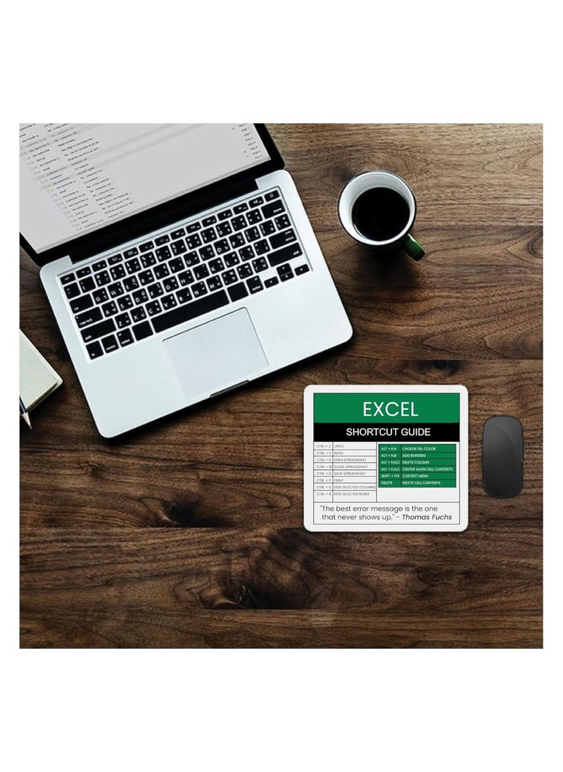PRINTSHOP4ME - Excel Shortcut Printed Mousepad - Gift for Accountant - Employees - Dad - Coworkers - Colleagues - Friends and Family - Mousepad for Printed Excel Cheat Sheet - Image 1