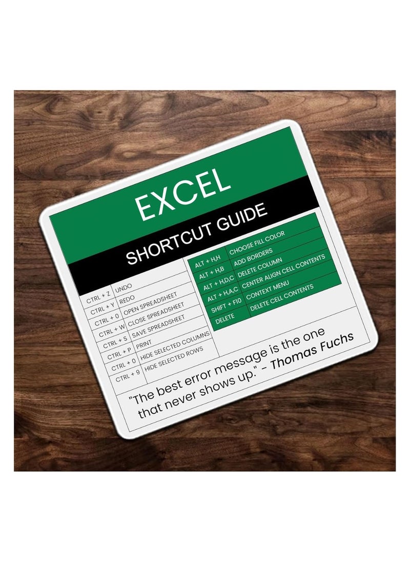 PRINTSHOP4ME - Excel Shortcut Printed Mousepad - Gift for Accountant - Employees - Dad - Coworkers - Colleagues - Friends and Family - Mousepad for Printed Excel Cheat Sheet - Image 1