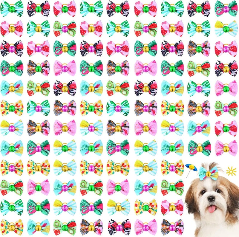 Levesica 100 Pack Dog Hair Bows with Rubber Bands - Image 1